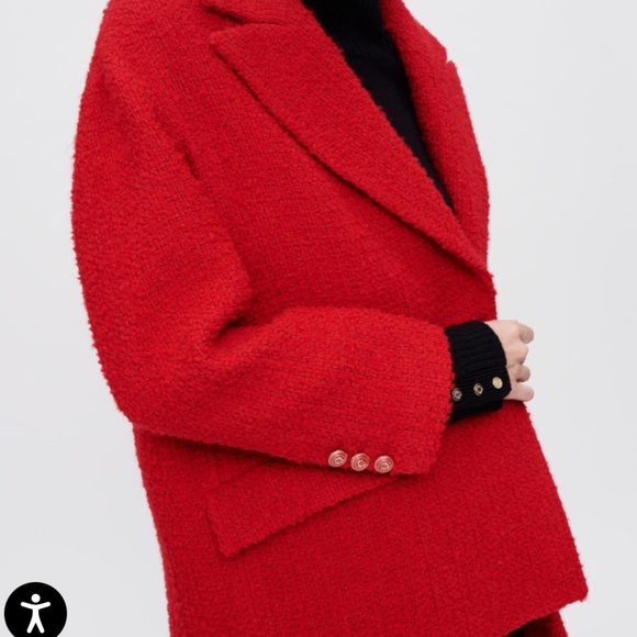 Maje Fancy Red Tweed Coat - Picture 2 of 10